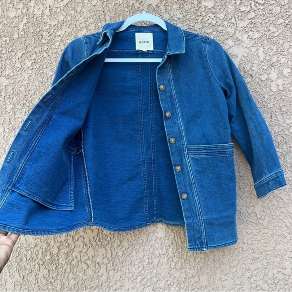 Sezane Will Denim Jacket Size 10‎ w Pockets Classic Indigo Blue